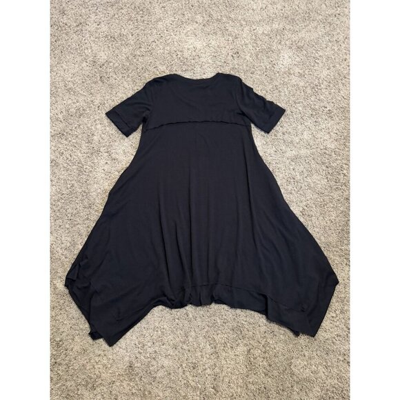 LOGO Lounge Lori Goldstein Black Tshirt Dress Asymmetrical Handkerchief Hem MED - Picture 2 of 8